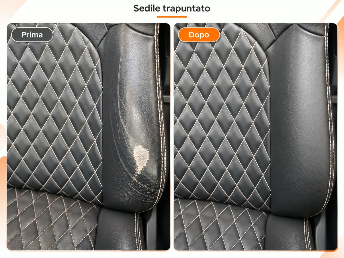 Sedile trapuntato: prima e dopo il ricondizionamento