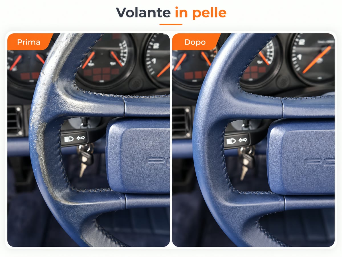 Volante in pelle: prima e dopo il ricondizionamento